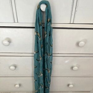 Scarf - Light blue with barn owls